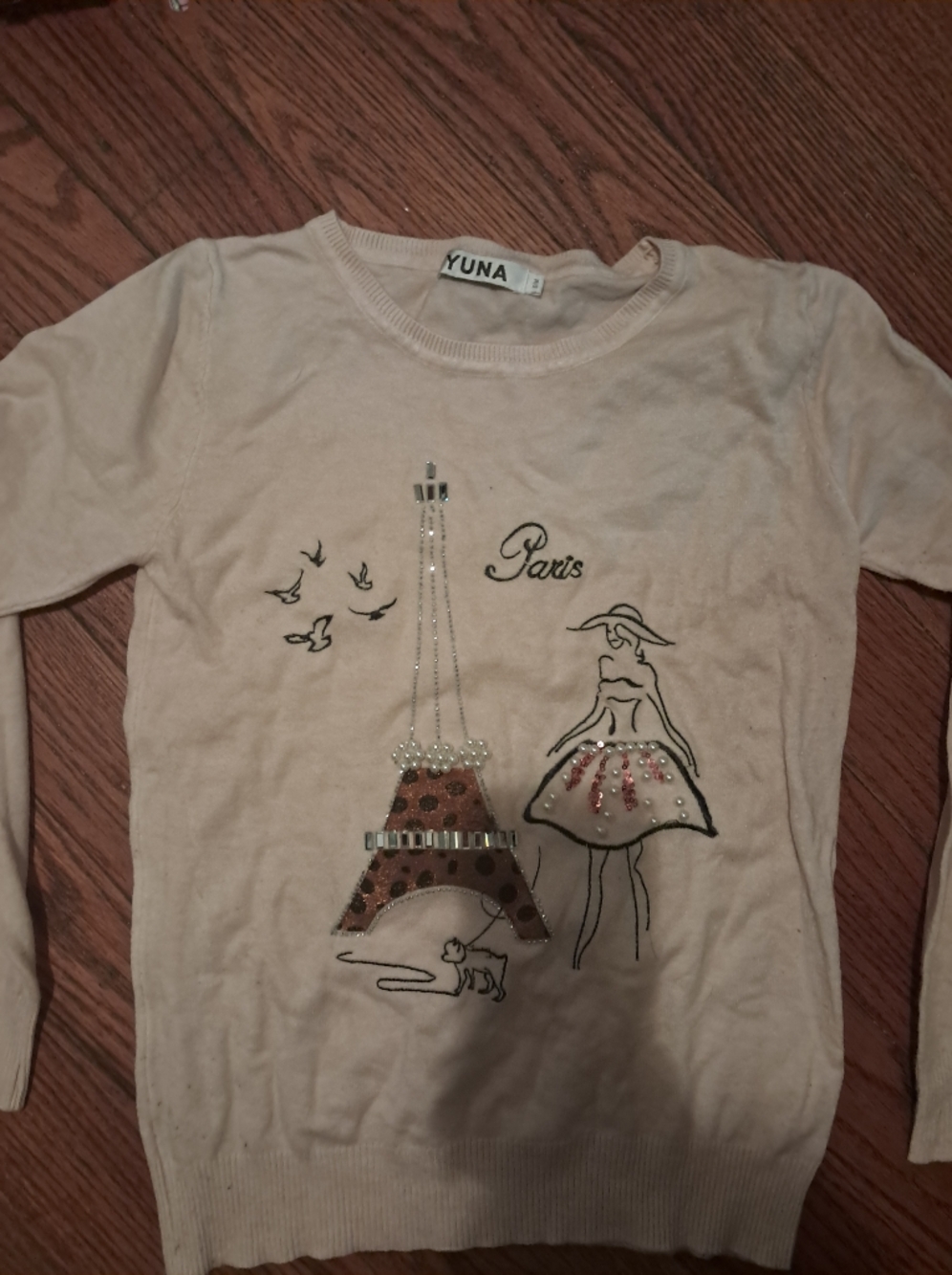 Embellished Paris Graphic Sweatshirt - Blush Pink